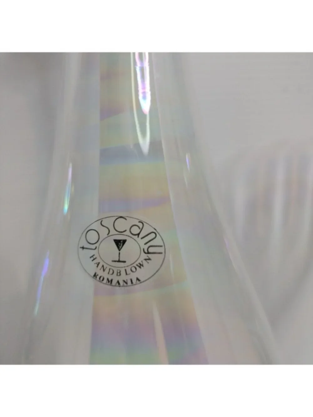 Hand blown Iridescent Toscany Wine SeT 6 Glasses Decanter W/Stopper Romania New